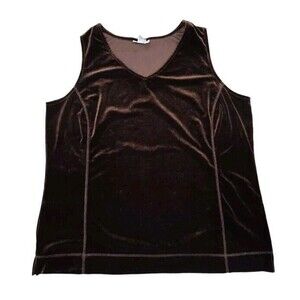 Avenue Sleeveless Blouse Brown Velvet Womens Size 18/20